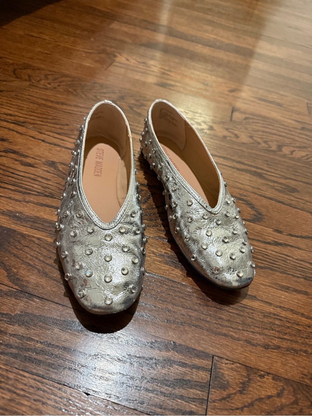 Steve Madden Silver Studded Flats